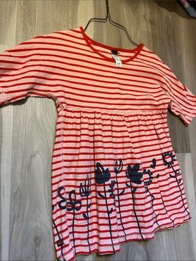 Tea Collection Girls Striped Tunic with Navy Floral Print